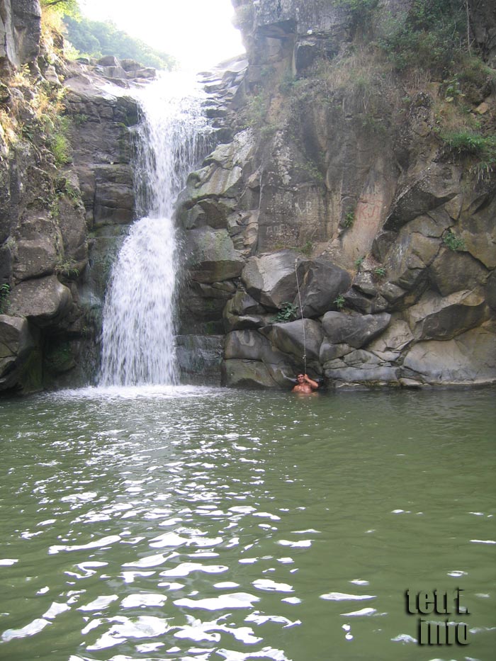 The river Chivchavi near Tetri Tskaro. Waterfall near village Samshvilde.